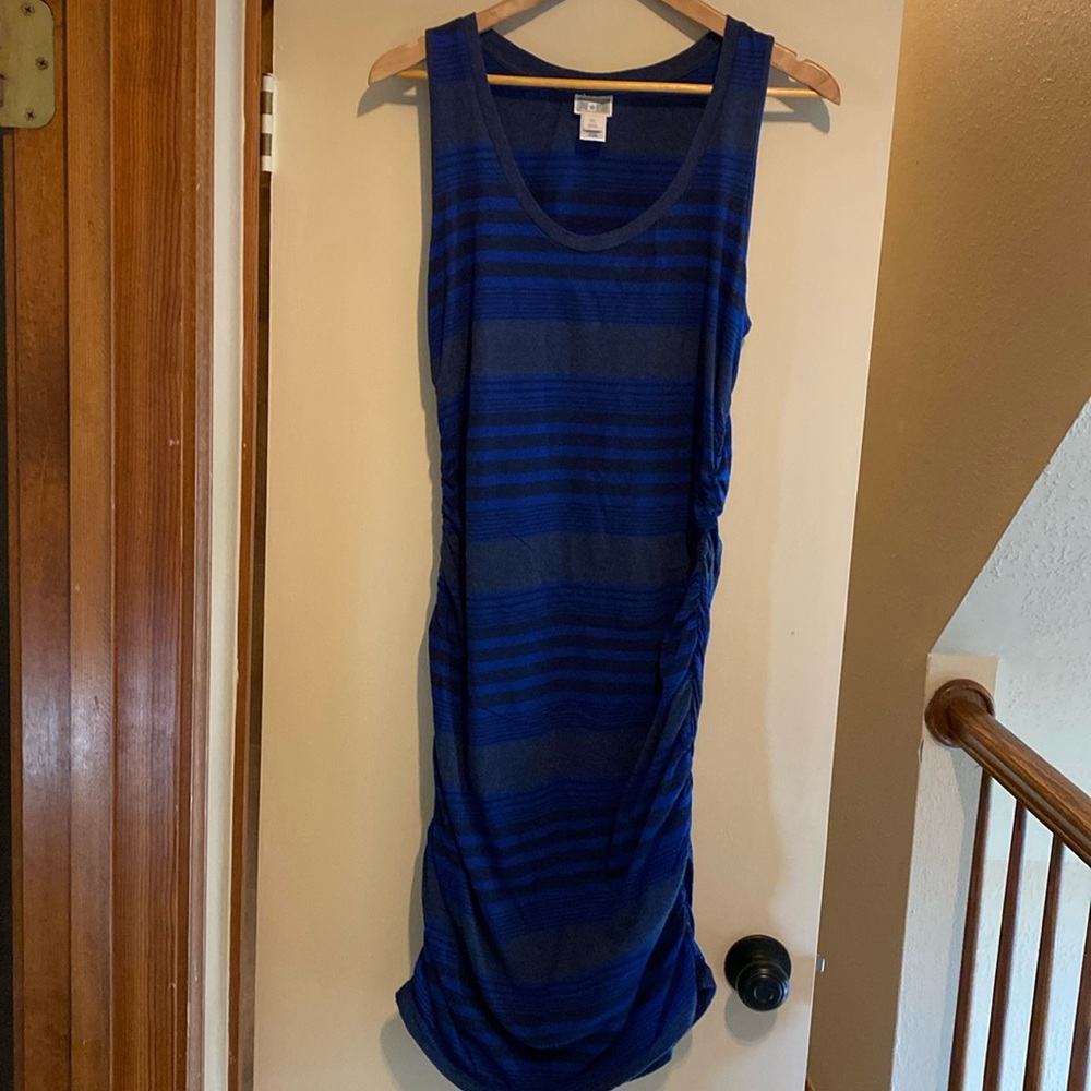 Converse T-shirt Dress With side ruching in blue & black & gray stripes Size XL